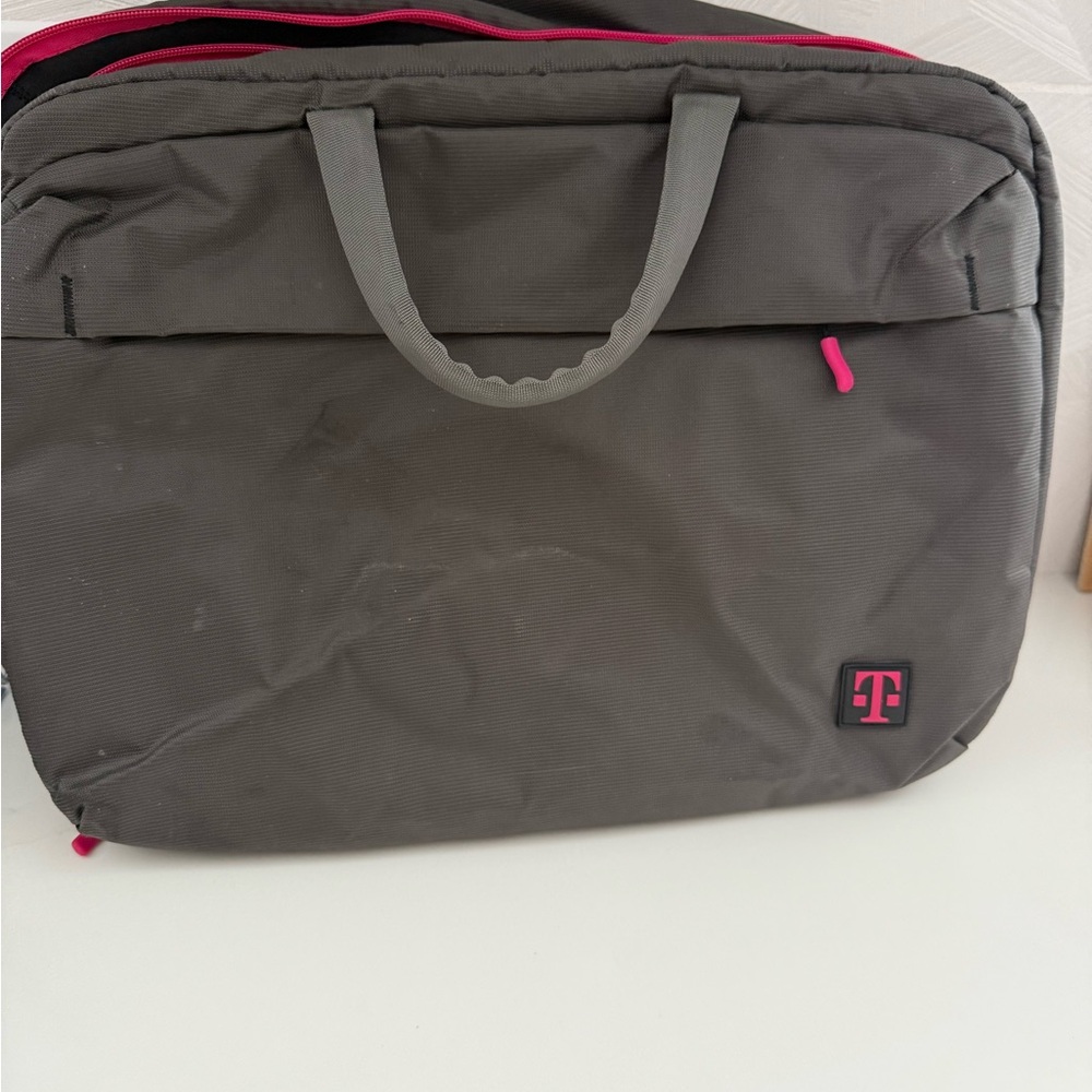 Stylish Gray and Pink Laptop Bag